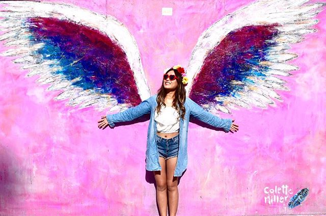 メルローズ　ピンクの天使の羽の壁